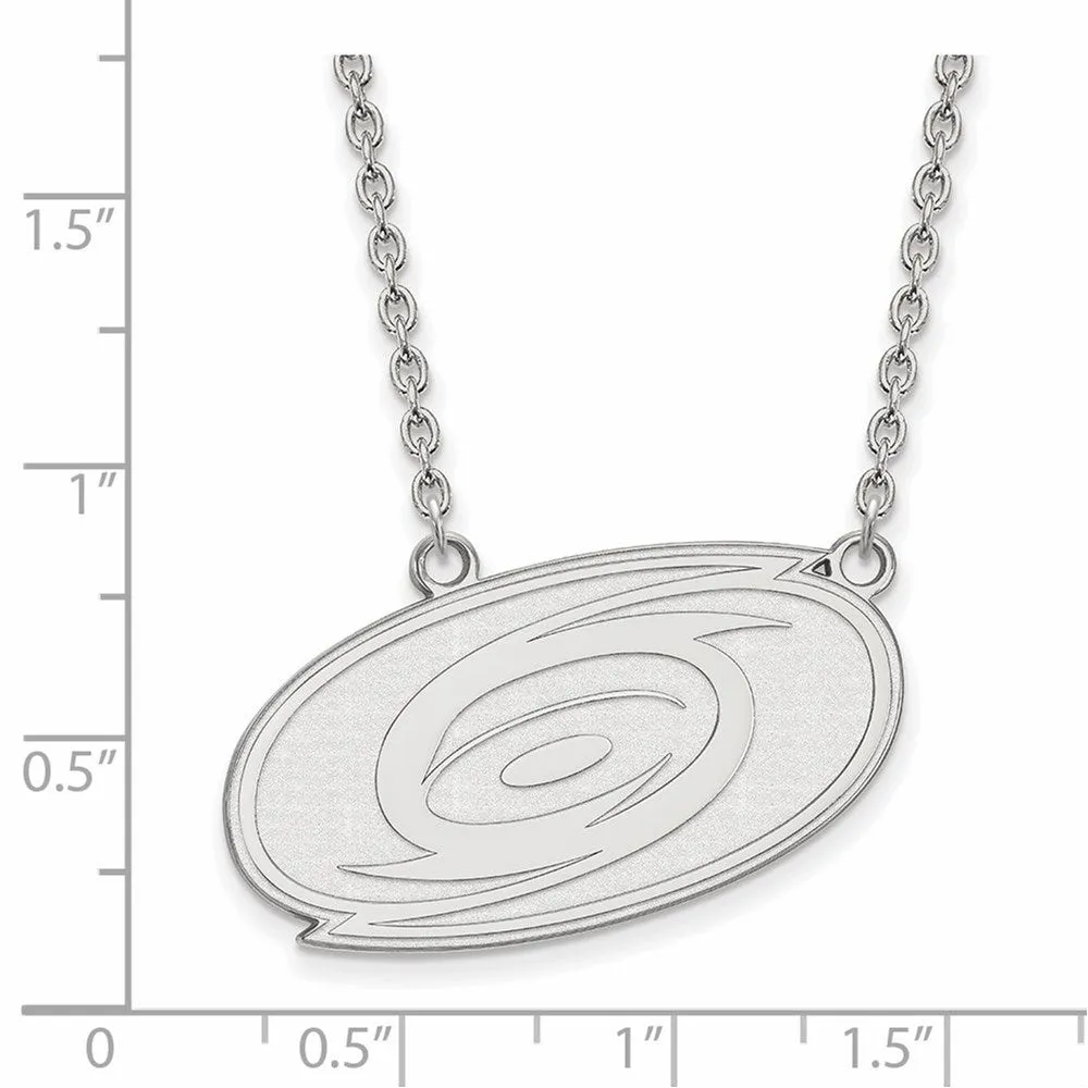 14k White Gold NHL Carolina Hurricanes Large Necklace, 18 Inch