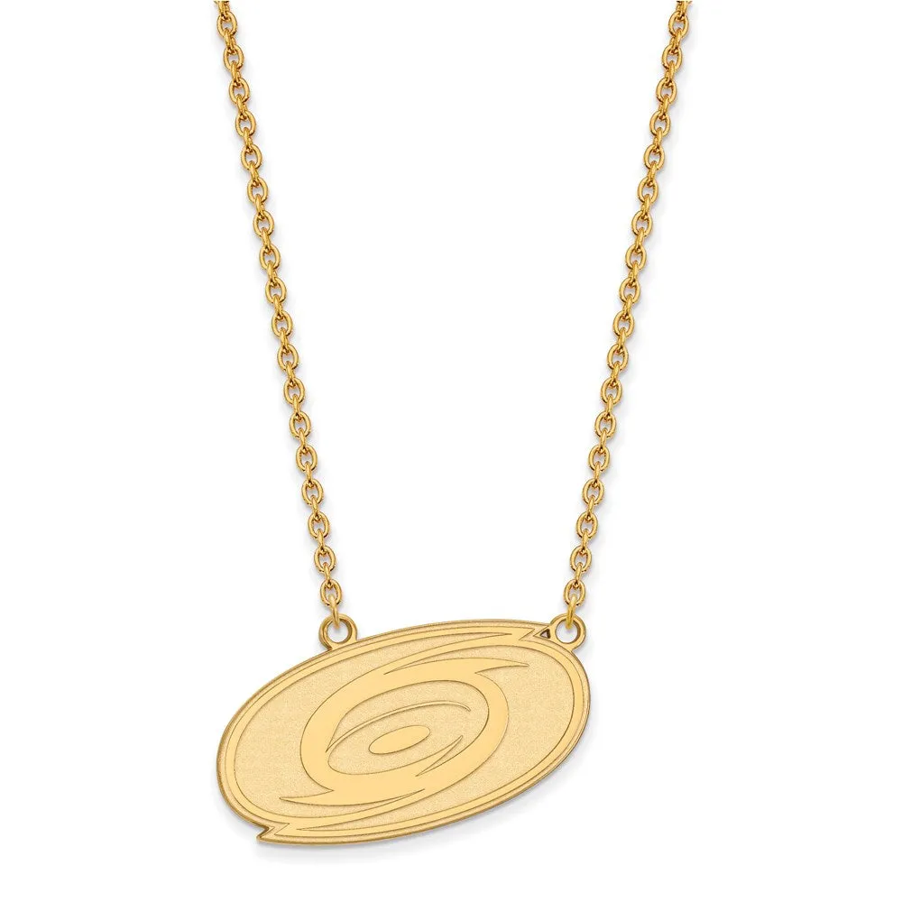 14k Yellow Gold NHL Carolina Hurricanes Large Necklace, 18 Inch