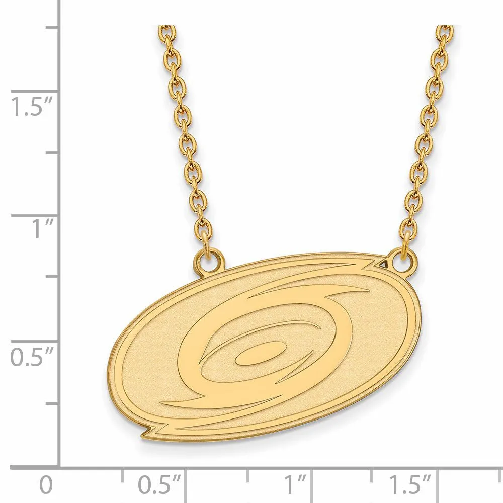 14k Yellow Gold NHL Carolina Hurricanes Large Necklace, 18 Inch