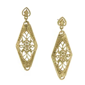 1928 Jewelry Gold Filigree Lantern Post Drop Earrings