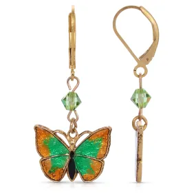 1928 Jewelry Metamorphic Butterfly Peridot Crystal Drop Earrings