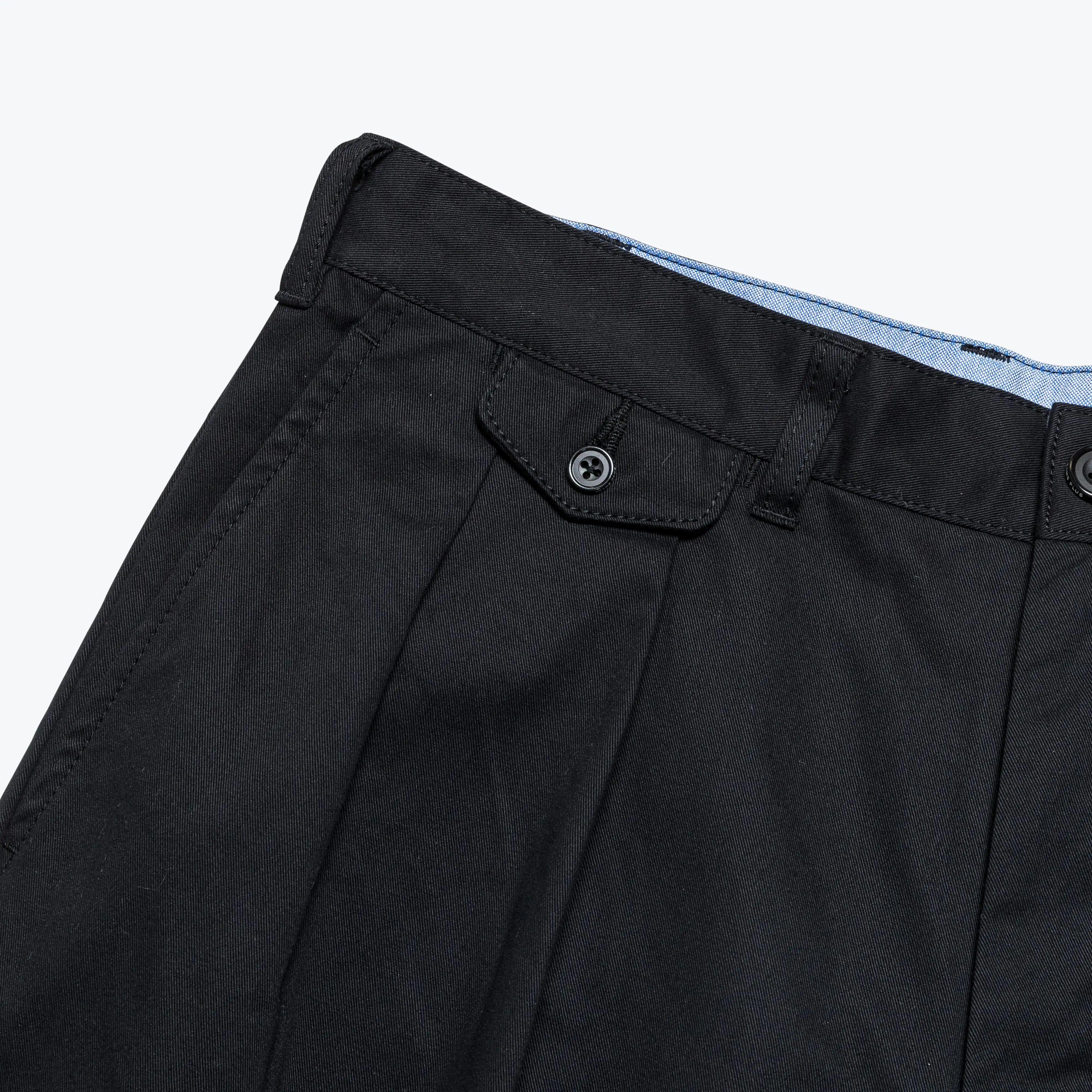 2 Pleat Twill Pants - Black