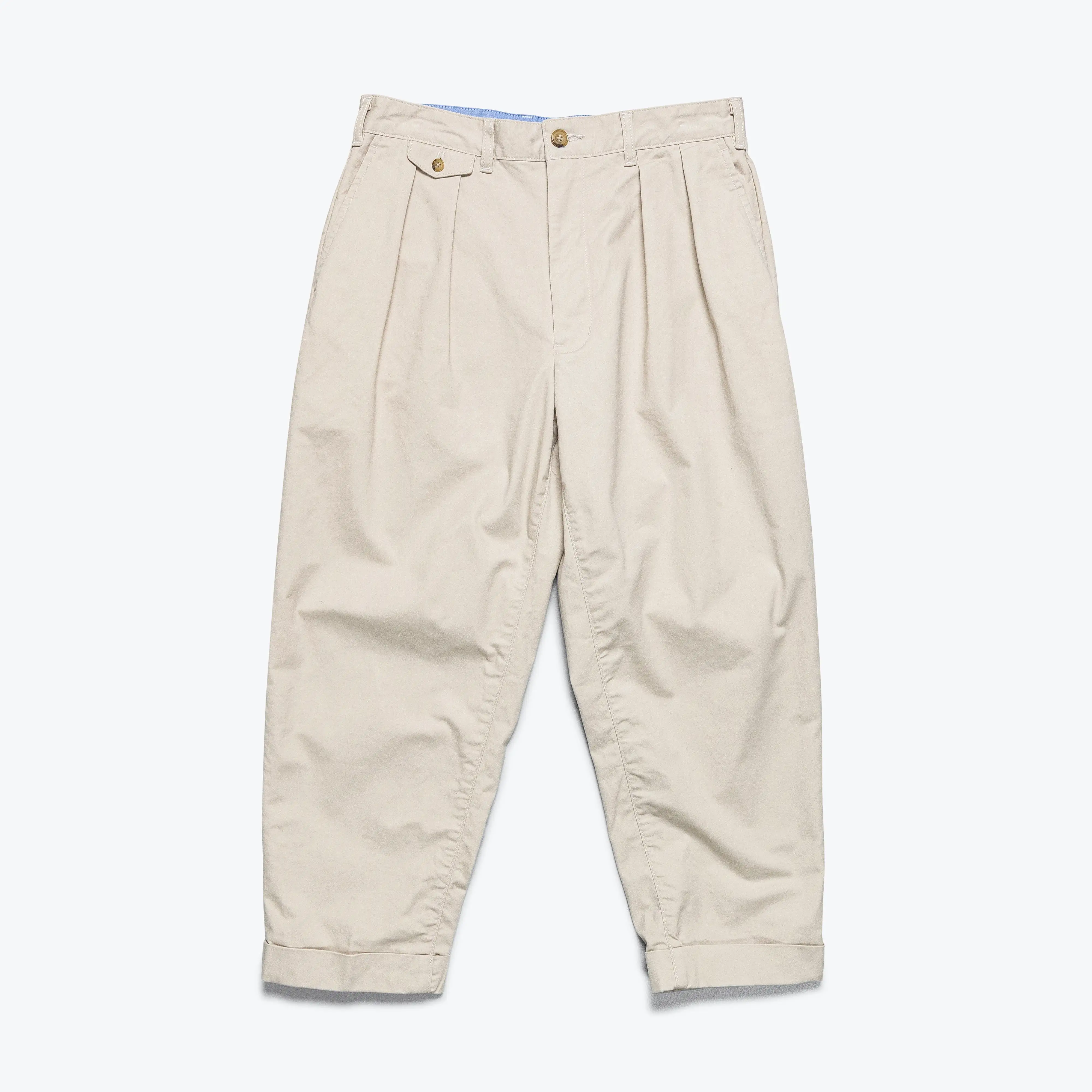 2 Pleat Twill Pants - Cement