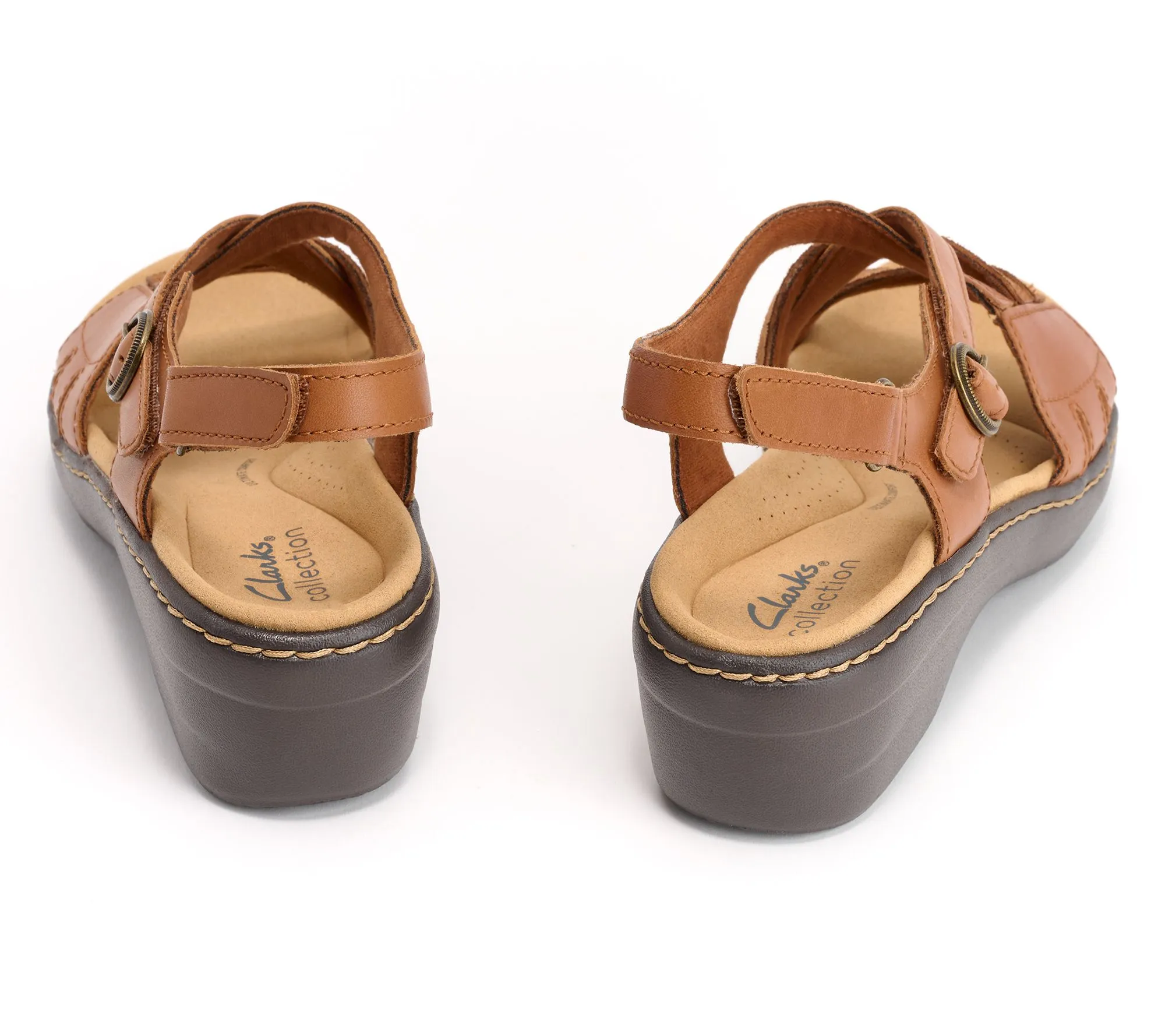 "As Is" Clarks Collection Adjustable Leather Sandals -Merliah Bonita