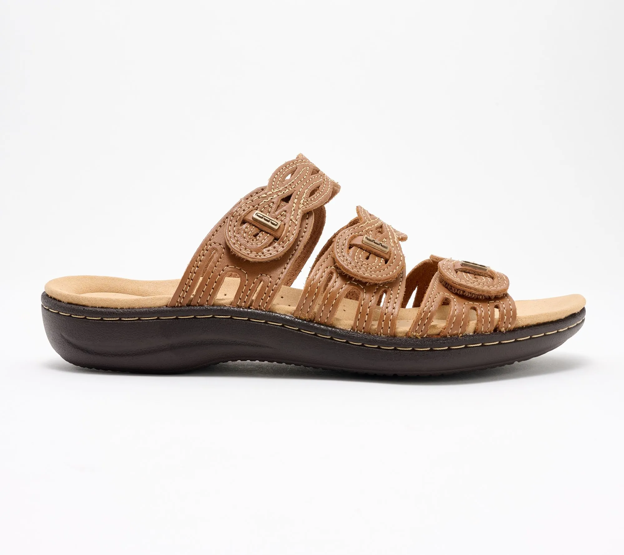 "As Is" Clarks Collection Leather Slide Sandals - Laurieanne Ruby