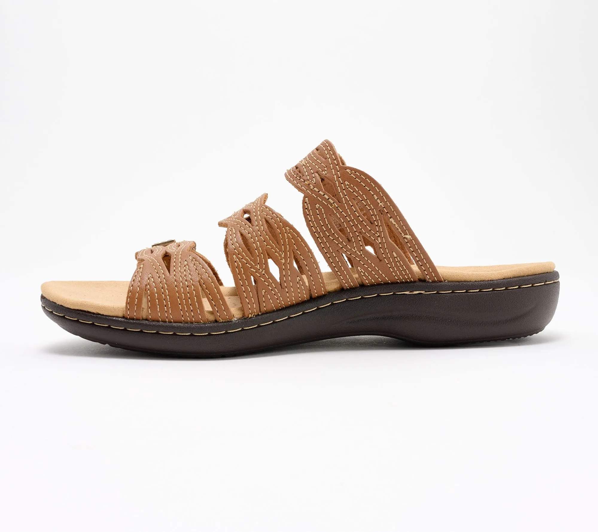 "As Is" Clarks Collection Leather Slide Sandals - Laurieanne Ruby