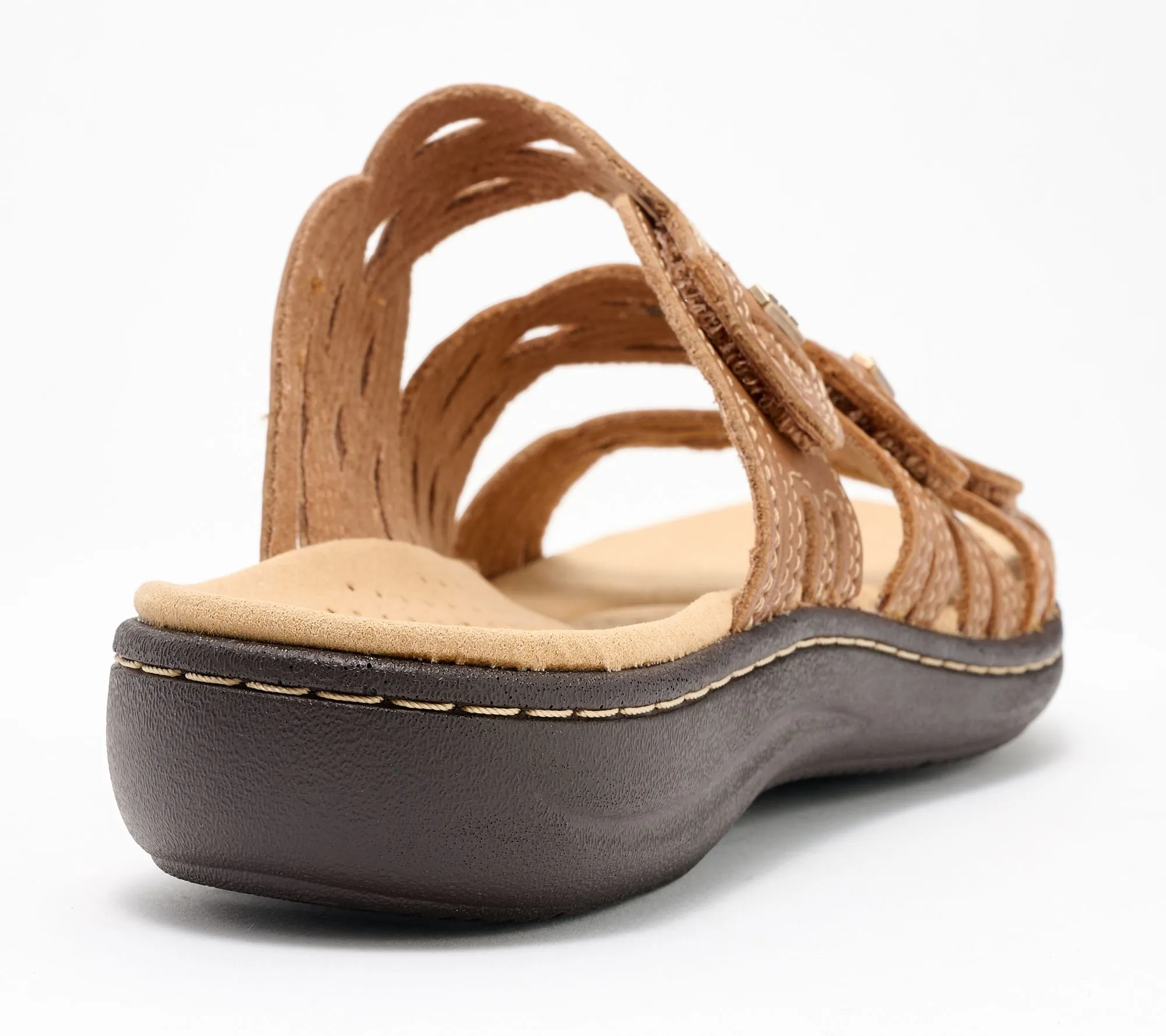 "As Is" Clarks Collection Leather Slide Sandals - Laurieanne Ruby