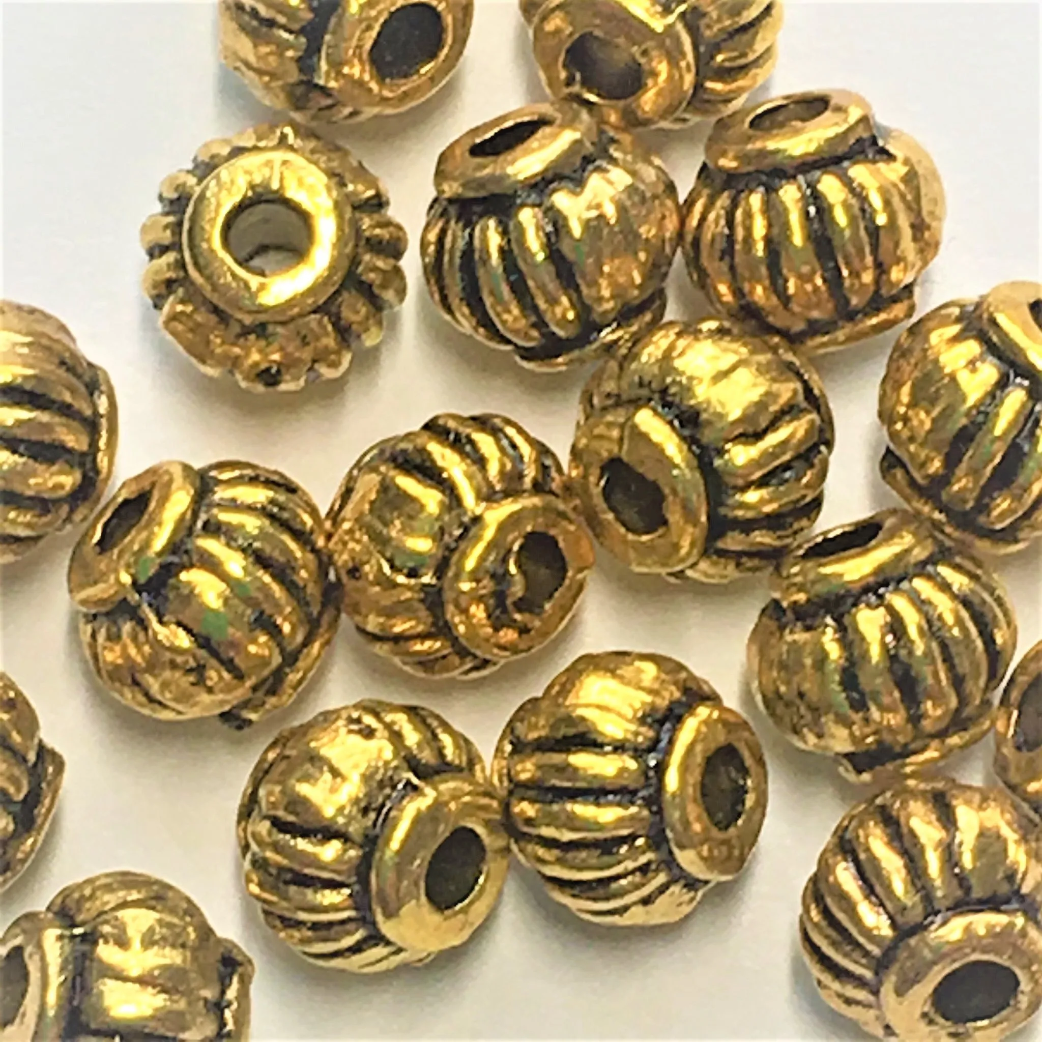 Antique Gold Corrugated Lantern Bead 5x4mm (100 pcs)