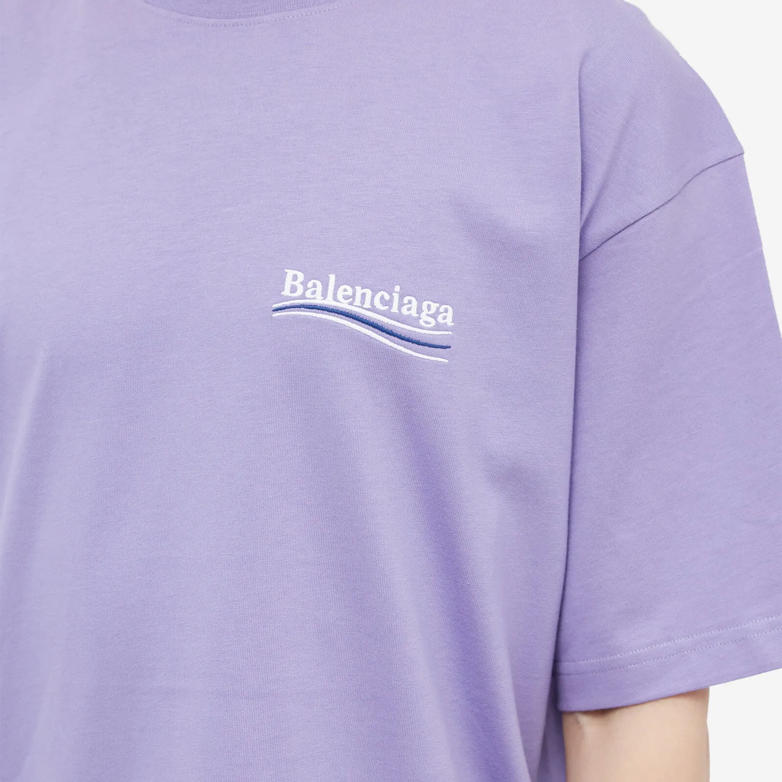 Balenciaga Political Campaign Embroidery Large Fit Tee Light Purple