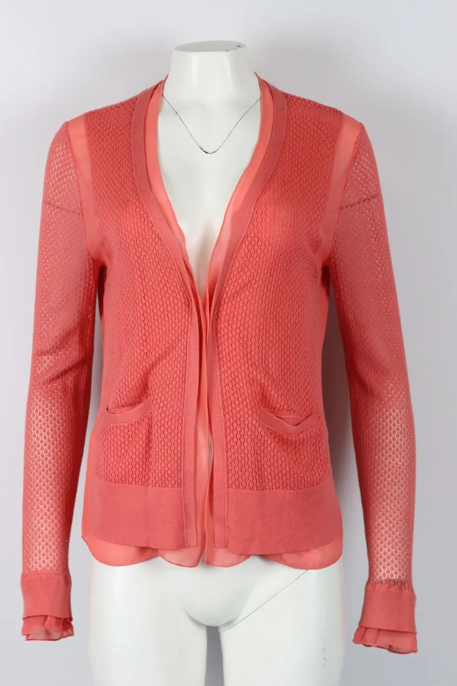 BCBG MAX AZRIA COTTON AND SILK BLEND CARDIGAN LARGE