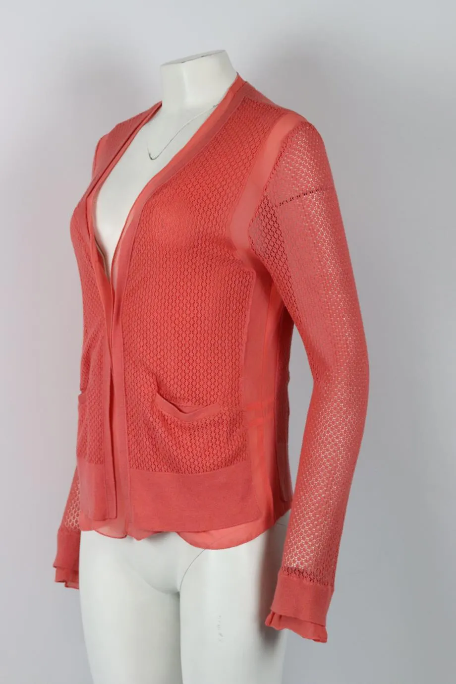 BCBG MAX AZRIA COTTON AND SILK BLEND CARDIGAN LARGE