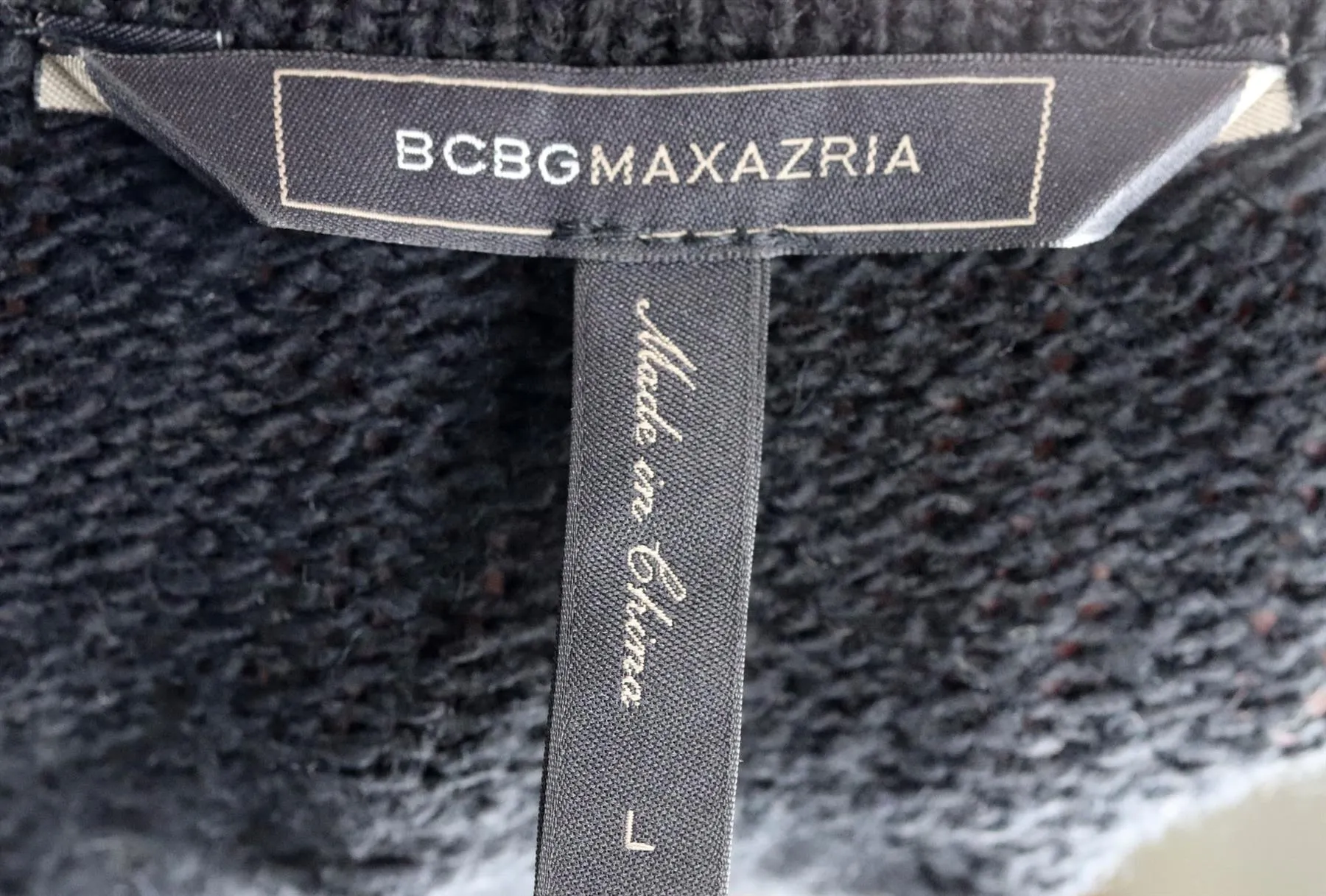 BCBG MAX AZRIA LEATHER PANELED COTTON BLEND SWEATER LARGE