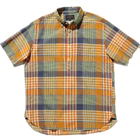 BEAMS PLUS B.D. Pullover Short Sleeve Indian Madras Check Orange