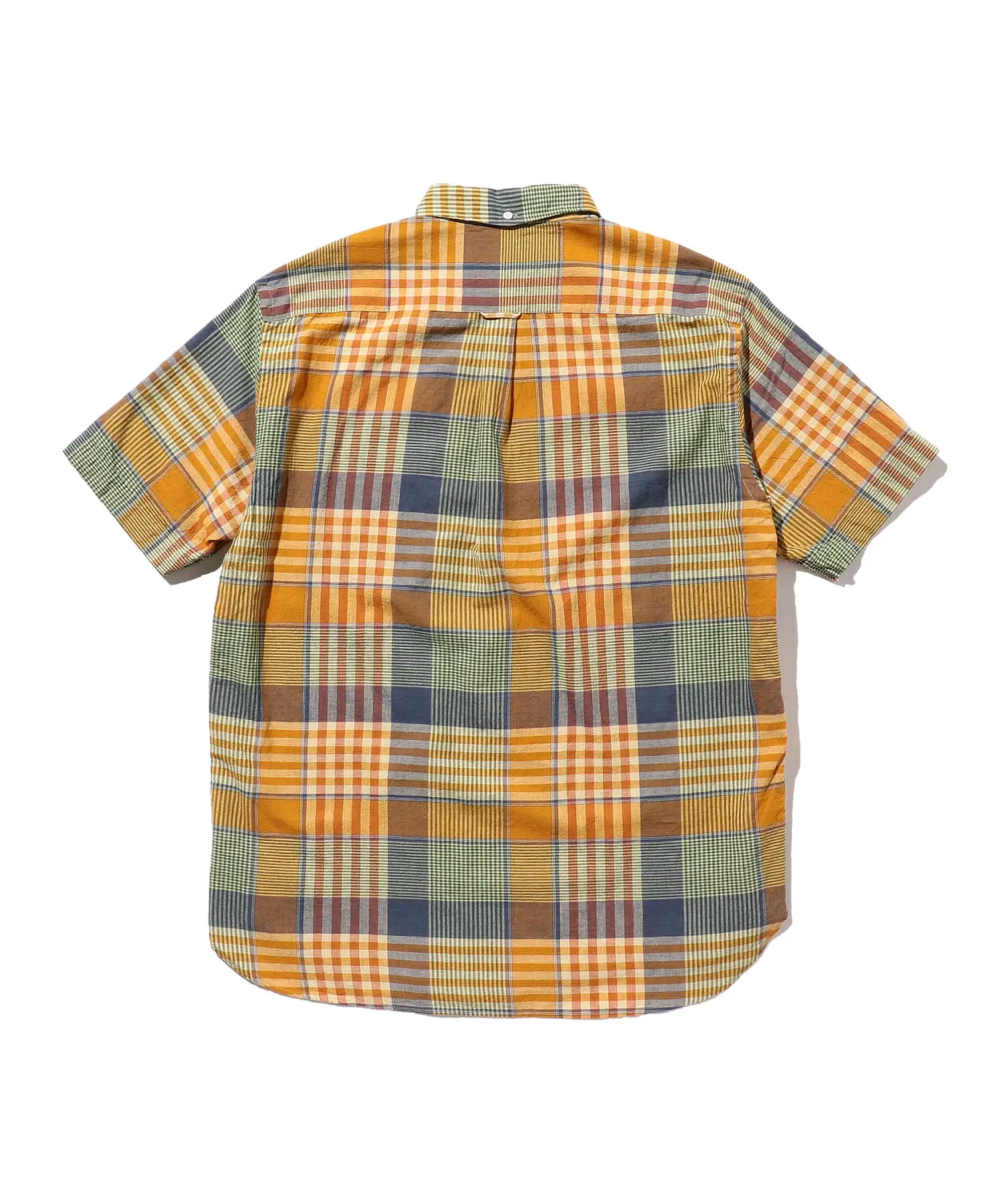 BEAMS PLUS B.D. Pullover Short Sleeve Indian Madras Check Orange