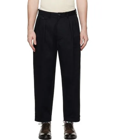 BEAMS PLUS Black 2 Pleats Chino Trousers