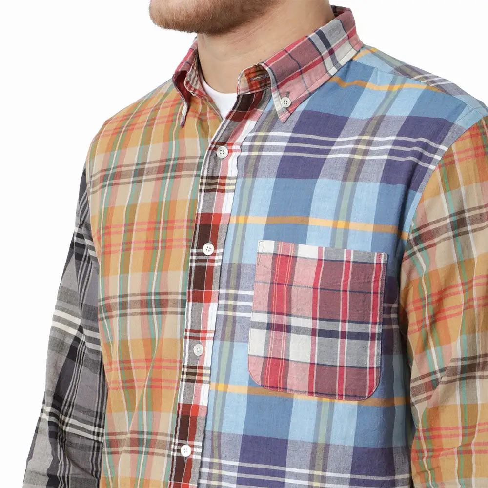 Beams Plus Button Down Madras Panel Shirt