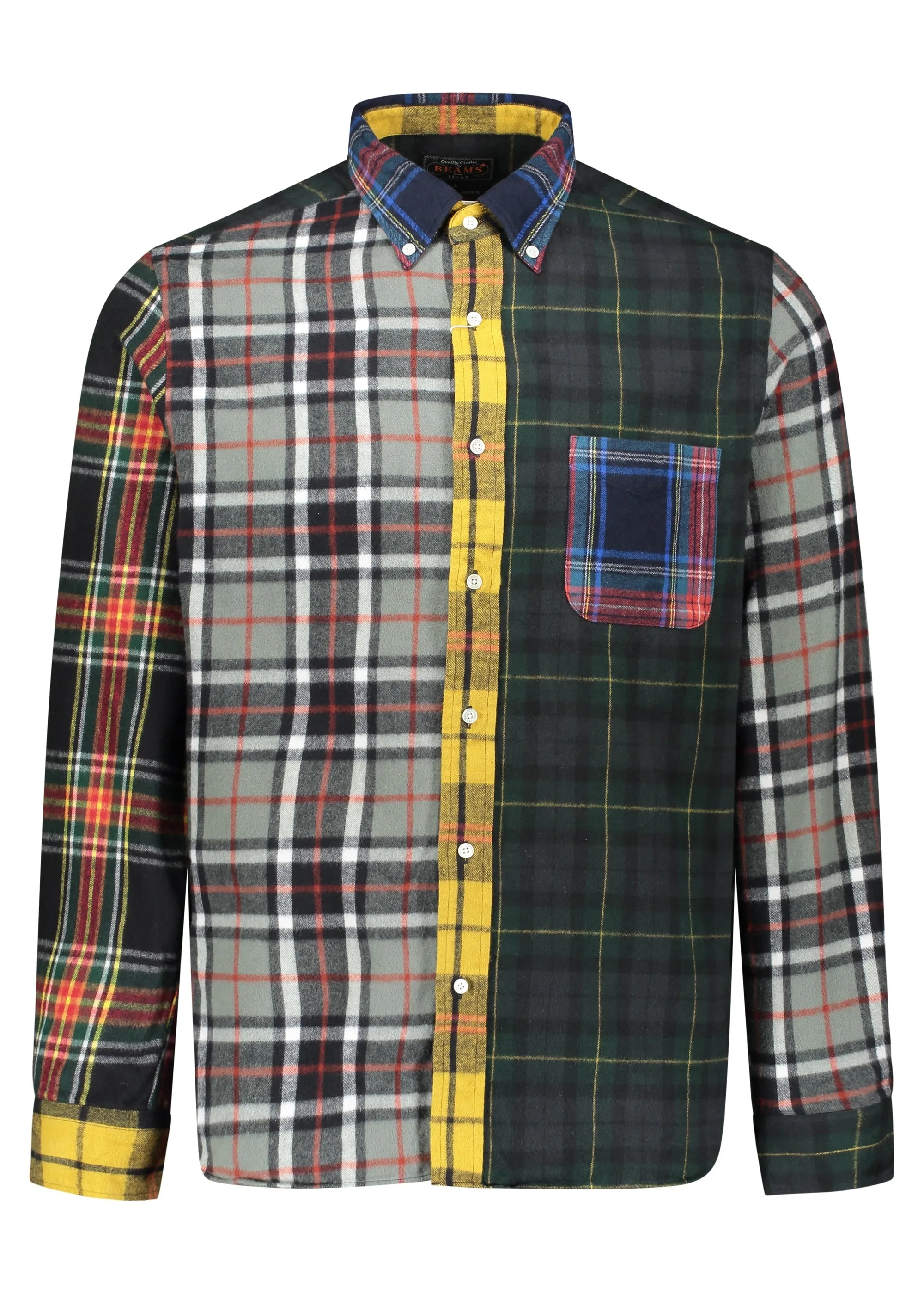 Beams Plus Check Panel Shirt - Grey