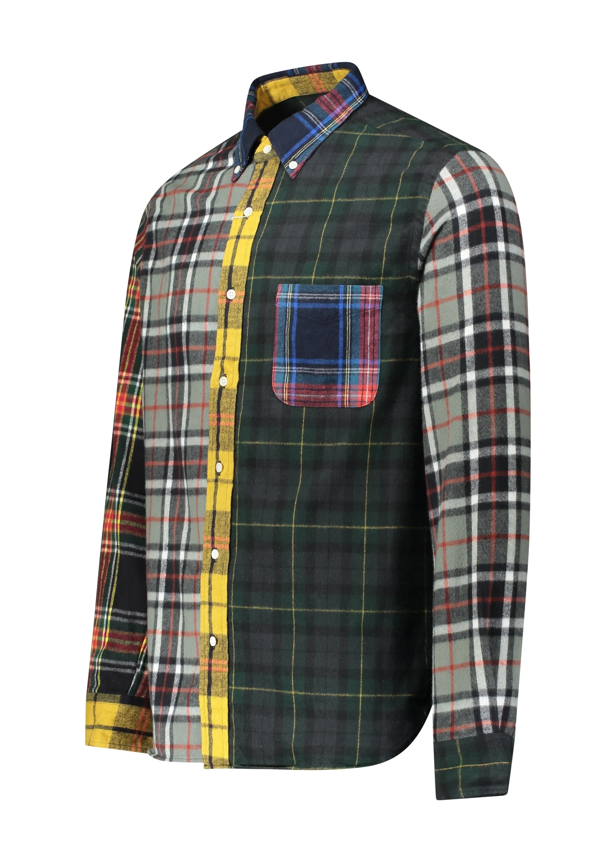 Beams Plus Check Panel Shirt - Grey