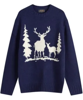 BEAMS PLUS Men's Intarsia Stag Jumper