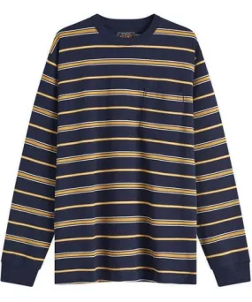 BEAMS PLUS Men's Long Sleeve Multi Stripe Pocket T-Shirt