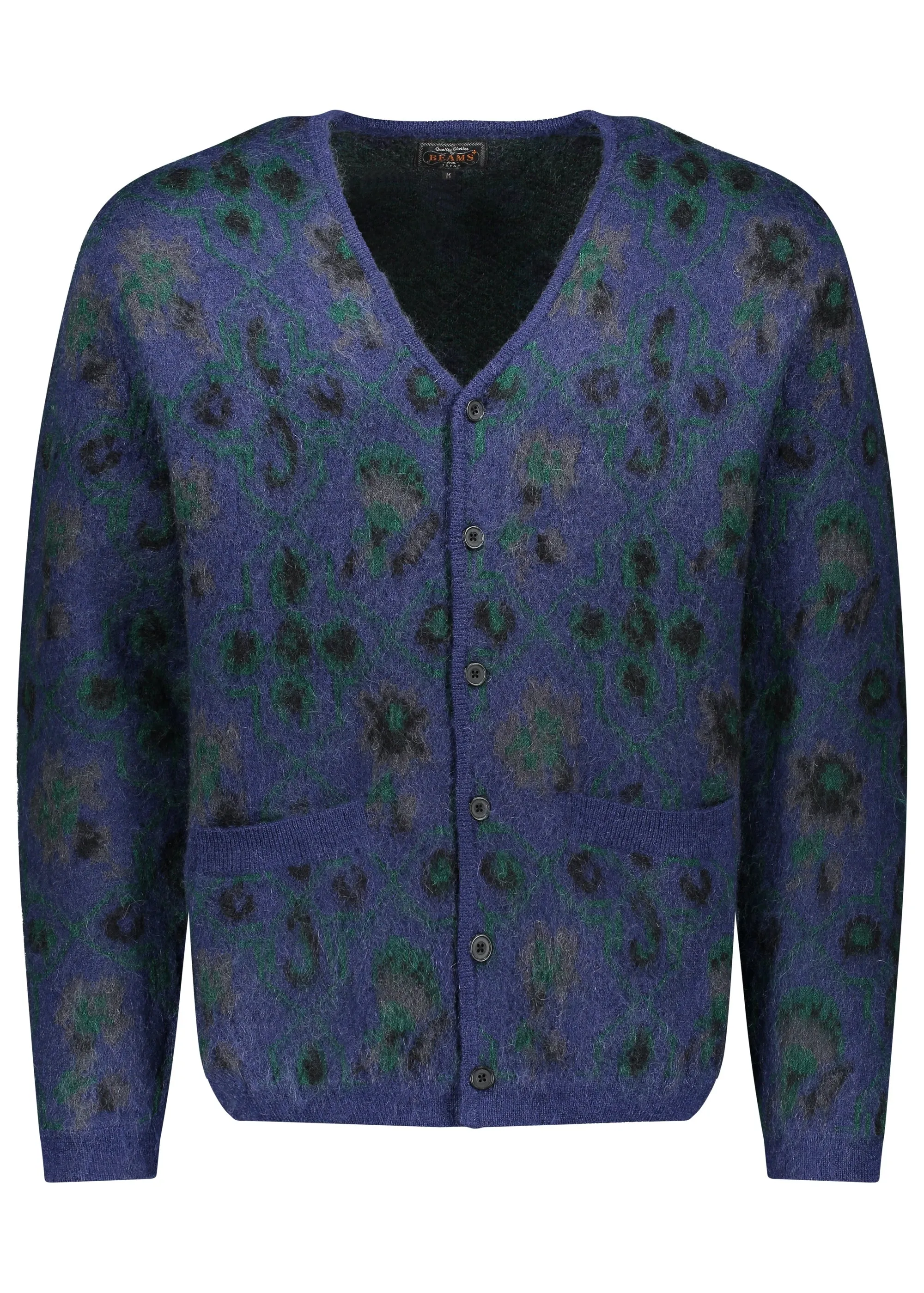 Beams Plus Nylon Mohair Wool Cardigan - Navy or Olive