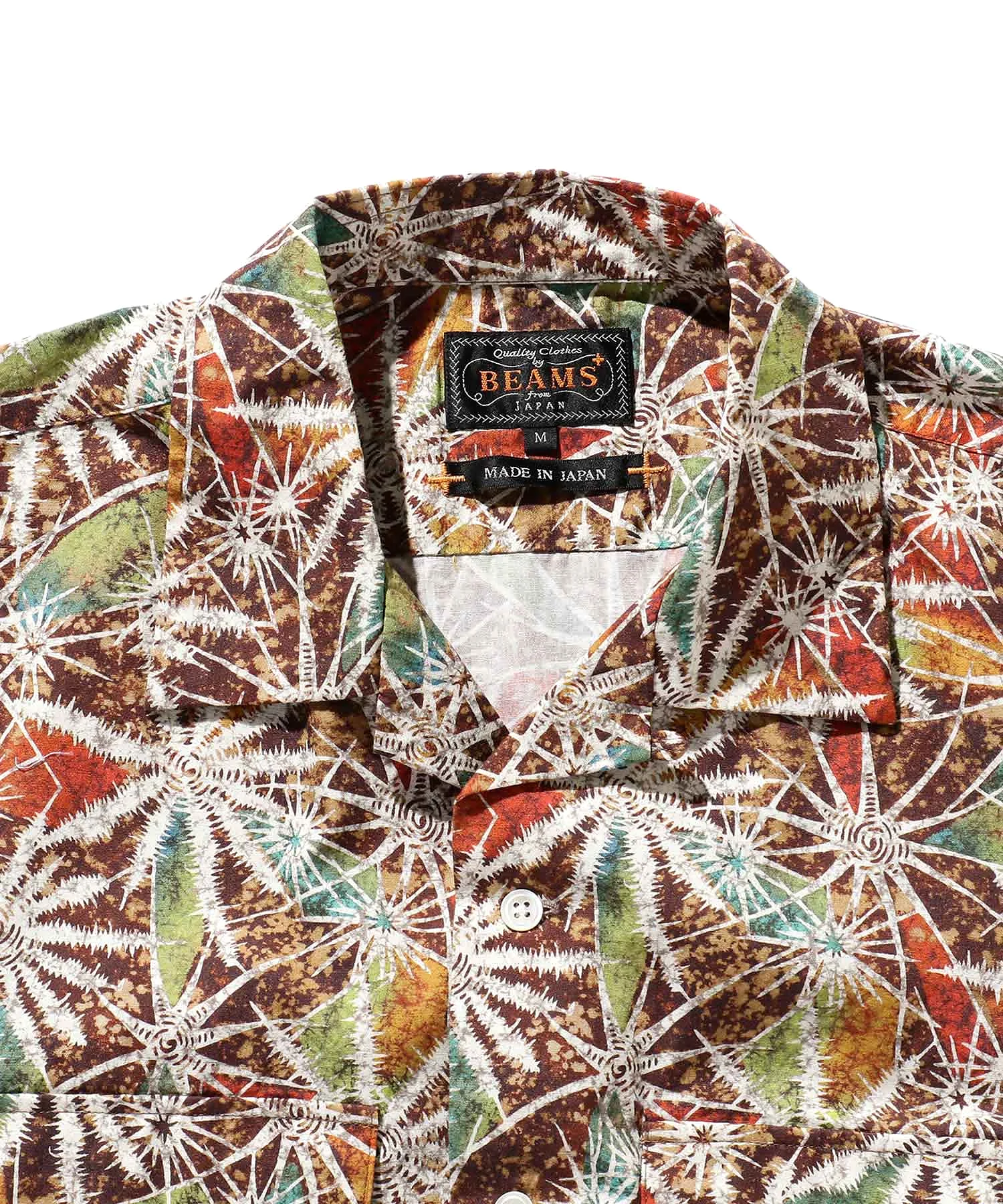 BEAMS PLUS Open Collar Short Sleeve “Kyoto Pattern” Print Water Crest Pattern