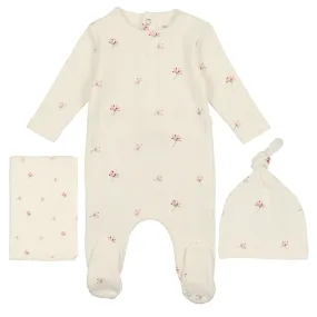 Bee & Dee Ivory with Pink Buds Print Collection Layette Set