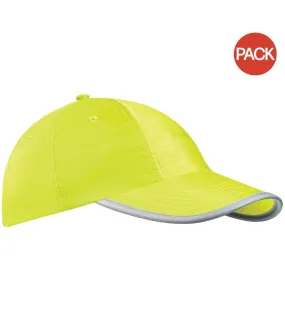 Beechfield Enhanced-viz / Hi Vis Baseball Cap / Headwear (Pack of 2) (Fluorescent Yellow) - UTRW6764