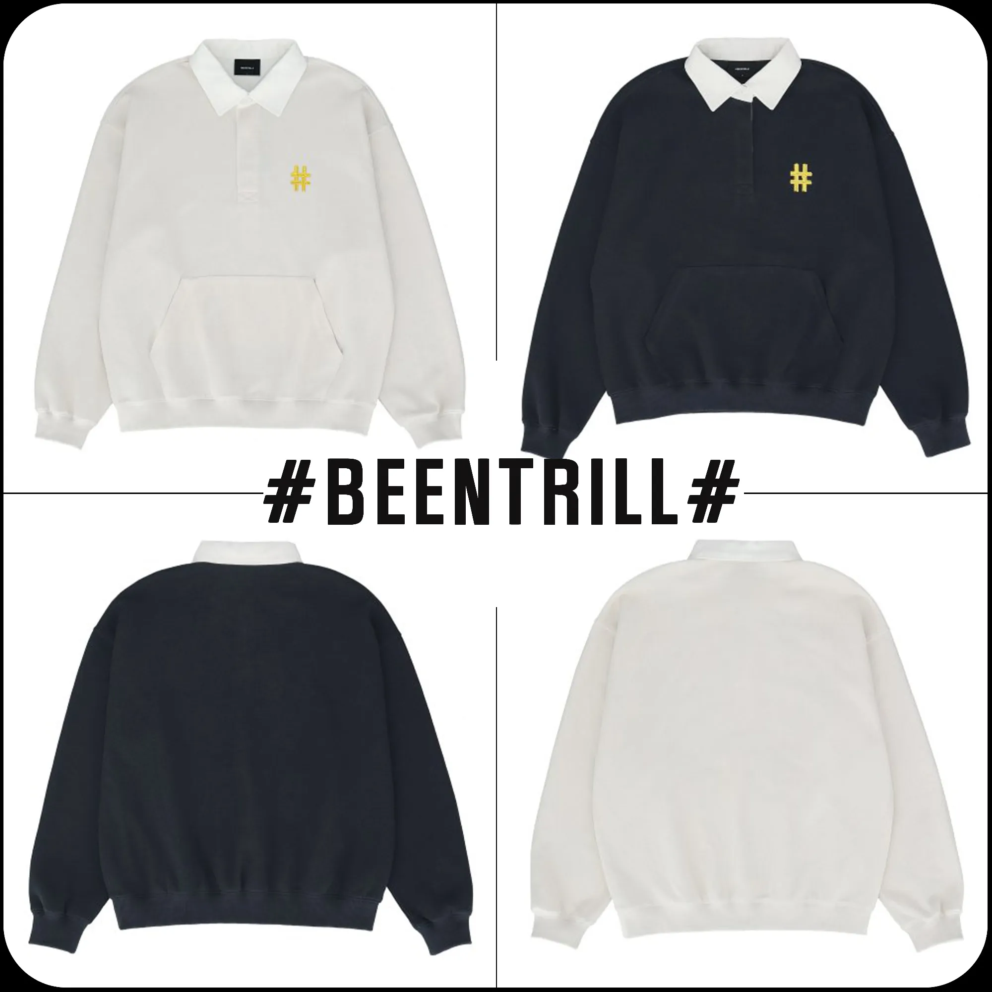 BEEN TRILL  |[BEENTRILL]★HIDDEN BUTTON RUGBY T-SHIRT