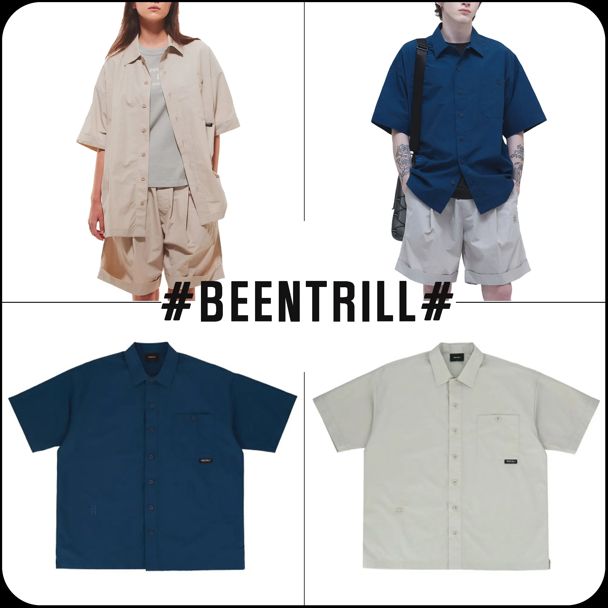 BEEN TRILL  |[BEENTRILL]★WOVEN NC OVERFIT SHIRT