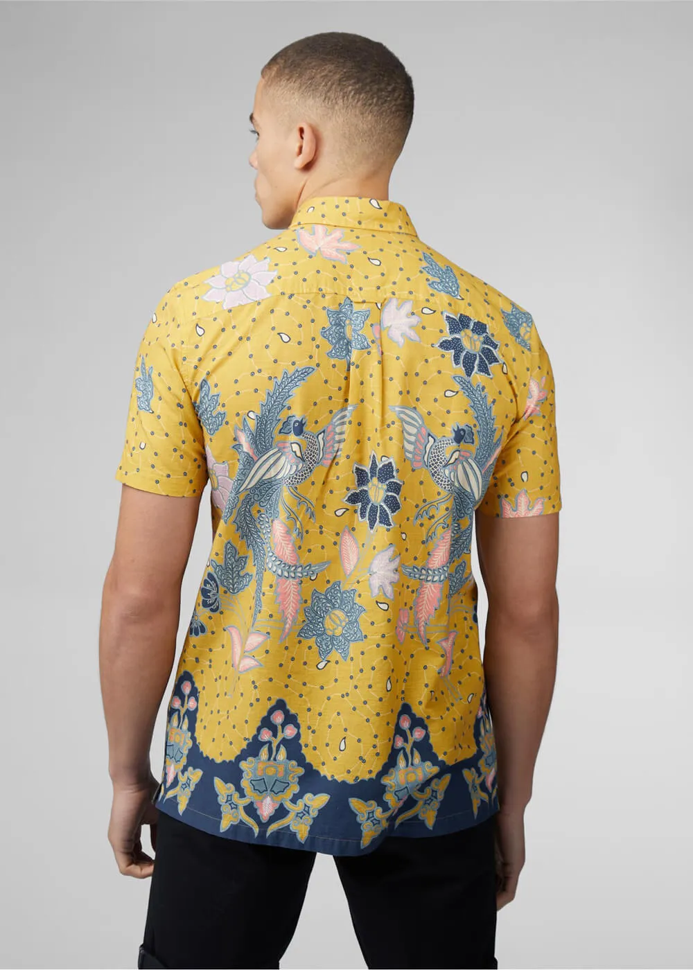 Ben Sherman Abstract Botanical Shirt Zonnebloem Geel