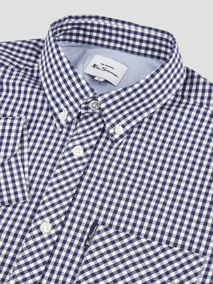 Ben Sherman Gingham Check Long Sleeve Shirt Dark Blue