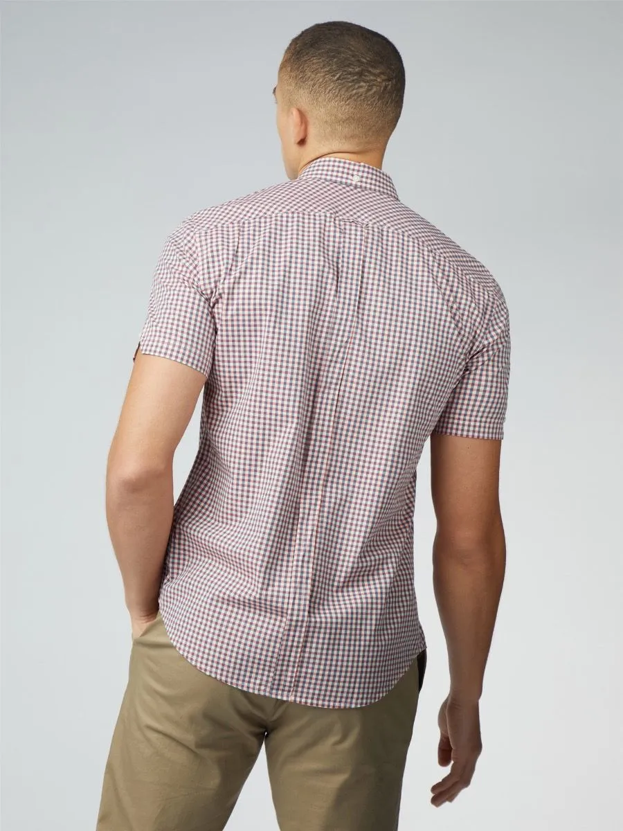 Ben Sherman Short Sleeve Core Gingham Shirt Scarlet