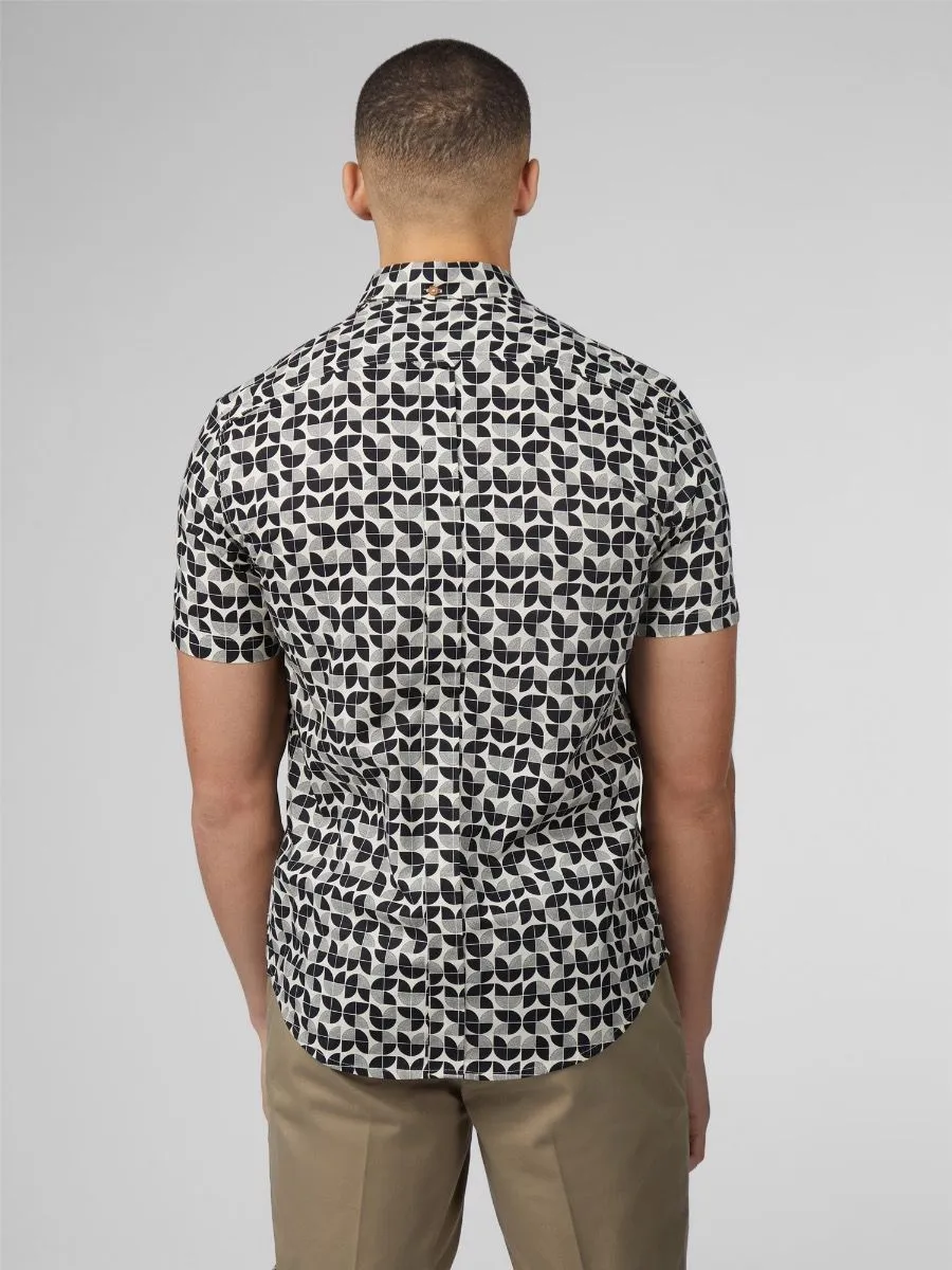 Ben Sherman Short Sleeve Linear Print Shirt Black