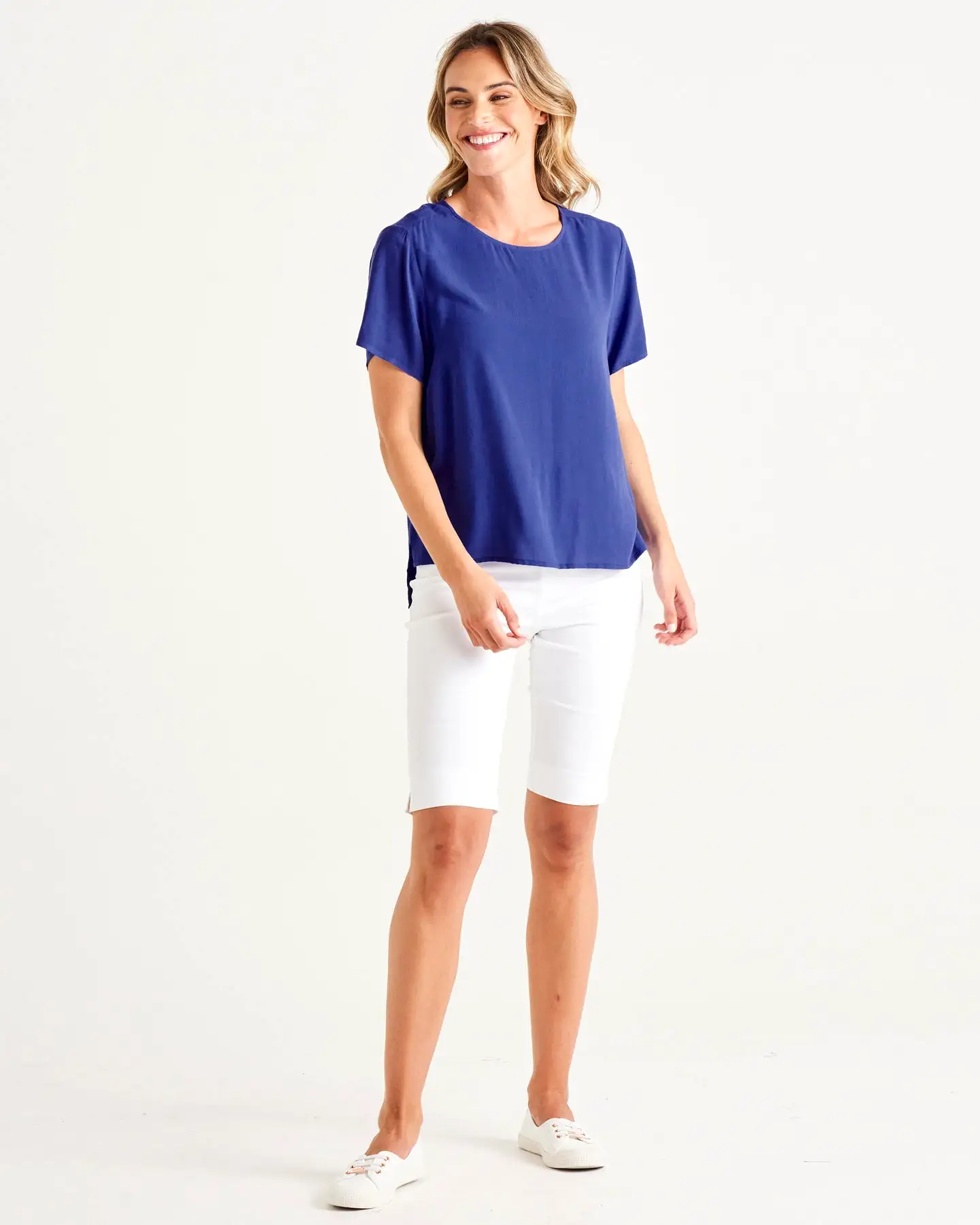 Betty Basics Sangria Top - Deco Blue