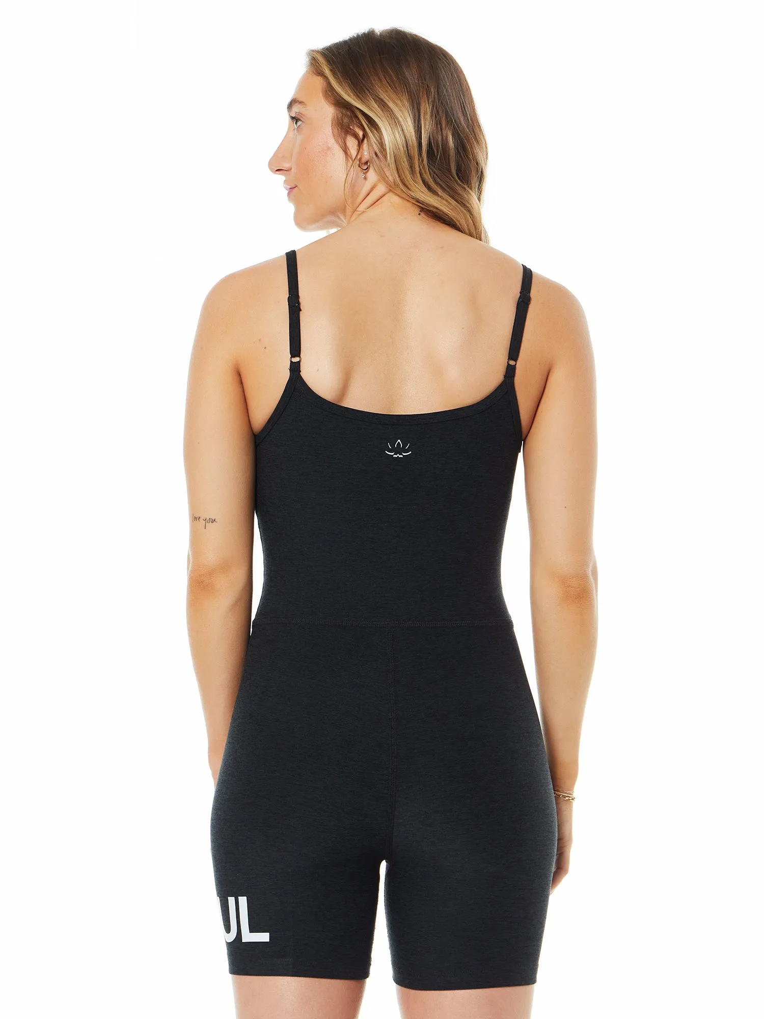 Beyond Yoga | Spacedye Keep Pace Biker Jumpsuit | Black/Grey