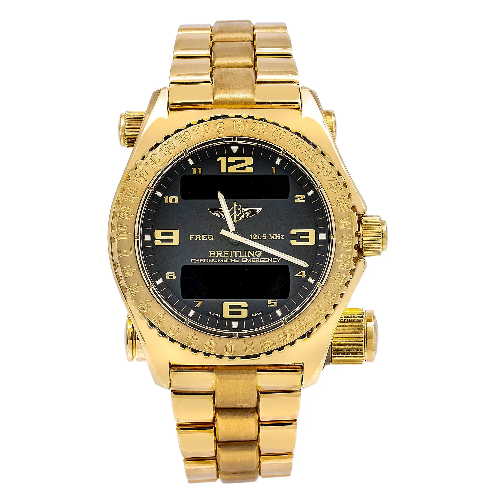 Breitling Emergency K76321 43MM Black Dial With 18k Yellow Gold Bracelet