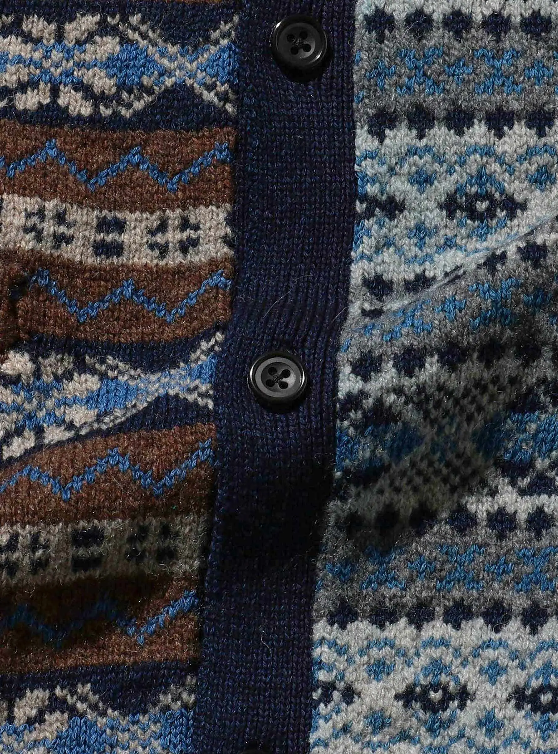 Button Knit Vest Fair Isle Indigo