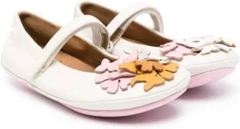 Camper Kids Right Twins floral-appliqué ballerinas White