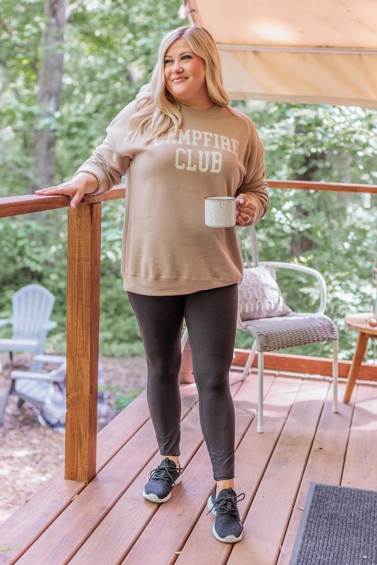 Campfire Club Graphic Crew Neck Pullover- Tan