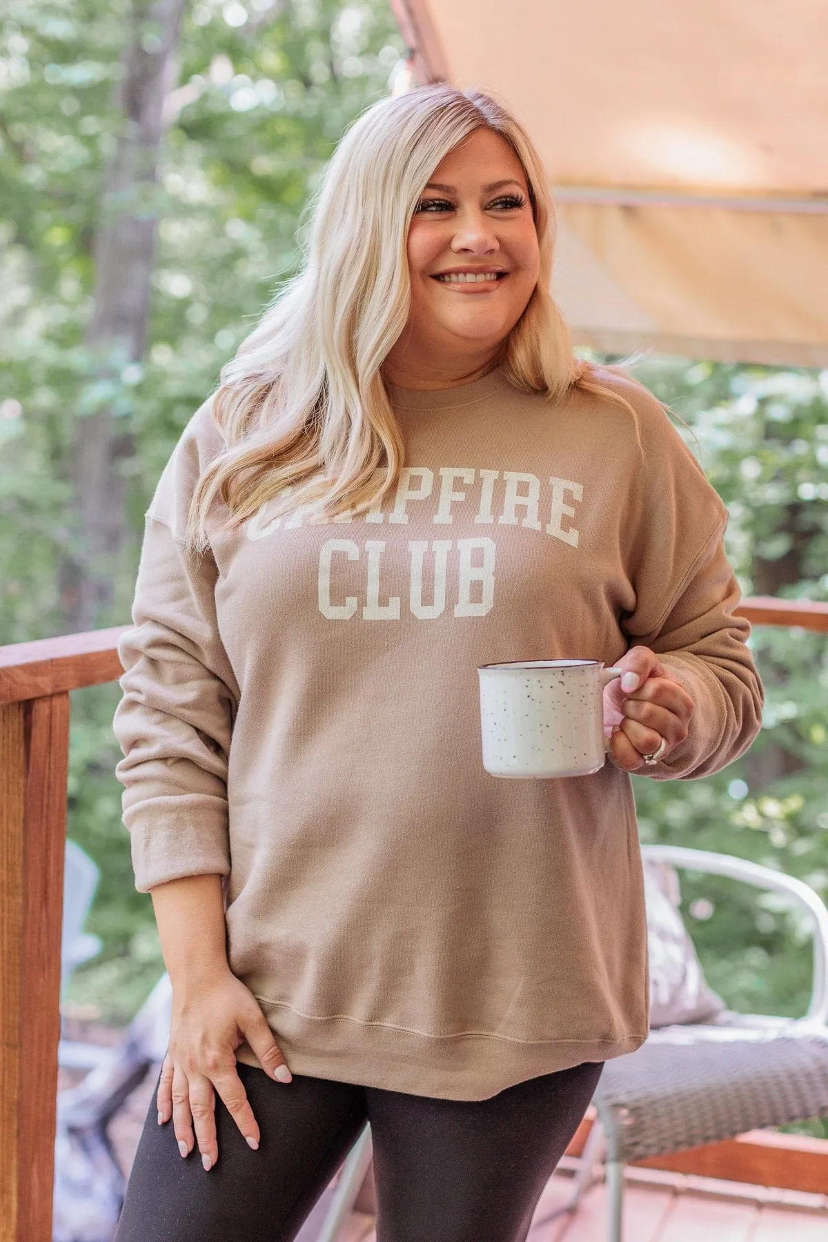 Campfire Club Graphic Crew Neck Pullover- Tan