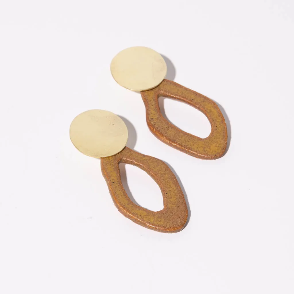 Canyon Drop Earrings - Golden Umber + Brass