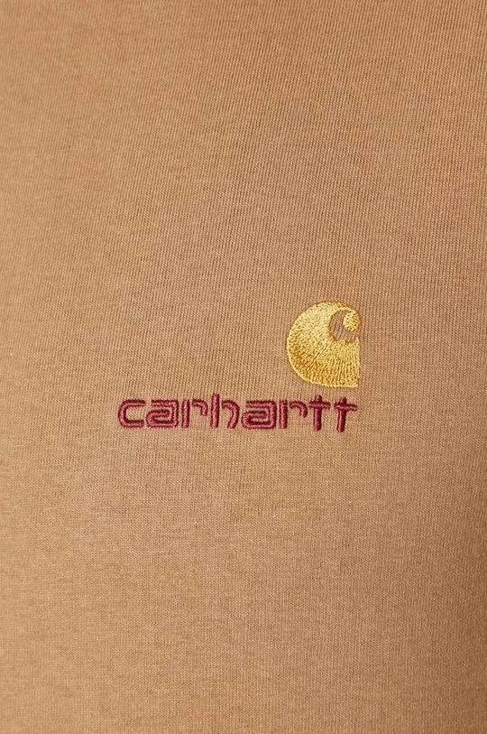 Carhartt WIP cotton t-shirt S/S American Script men’s beige color I029956.2FSXX