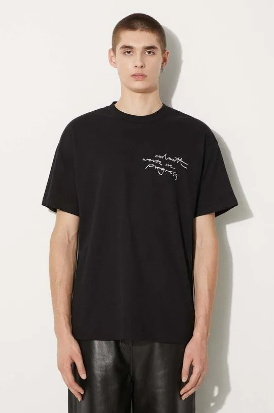 Carhartt WIP cotton t-shirt S/S WIP Pencil men’s black color with a print I033960.0D2XX