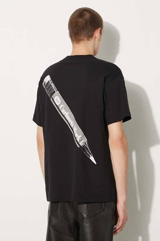 Carhartt WIP cotton t-shirt S/S WIP Pencil men’s black color with a print I033960.0D2XX