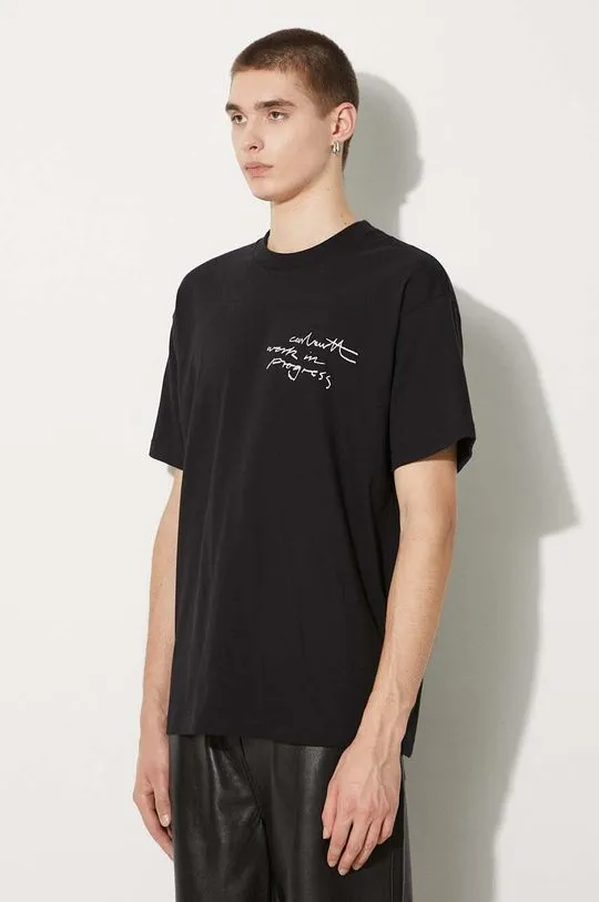 Carhartt WIP cotton t-shirt S/S WIP Pencil men’s black color with a print I033960.0D2XX