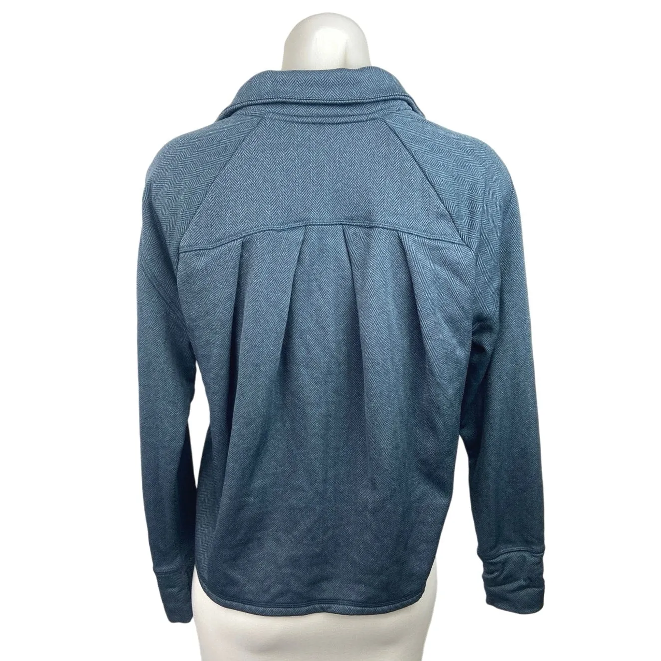 Champion Blue Herringbone Fleece Full Zip Pleated Back Training Track Jacket M