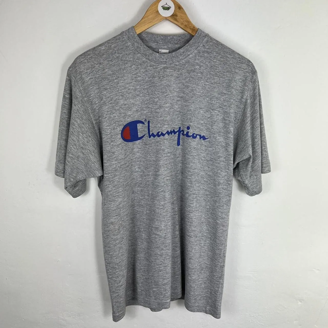 Champion grey spellout t shirt large