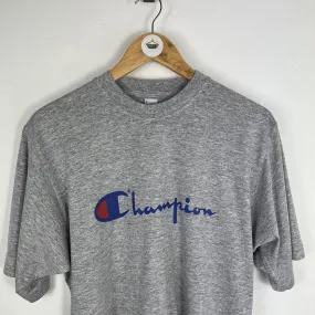 Champion grey spellout t shirt large