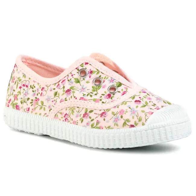 CIENTA TOILE  élastique 70999 rose clair fleurs Toiles Espadrilles